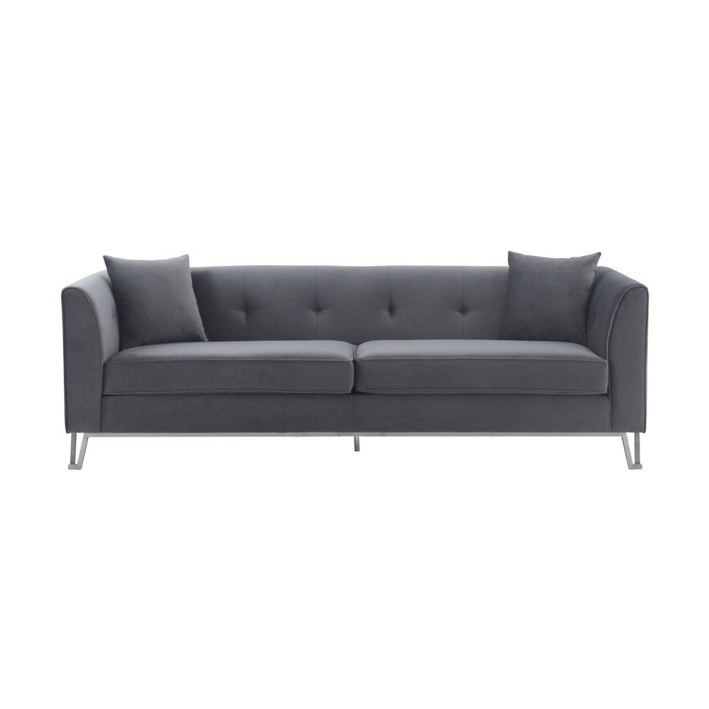 90" Everest Fabric Upholstered Sofa Gray/Gold - Armen Living