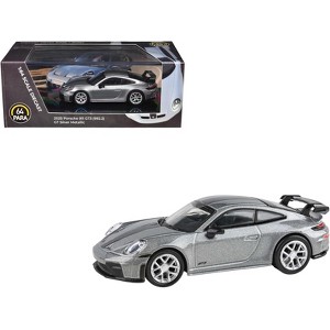 2025 Porsche 911 GT3 (992.2) GT Silver Metallic with Carbon Stripe 1/64 Diecast Model Car by Paragon - 1 of 4
