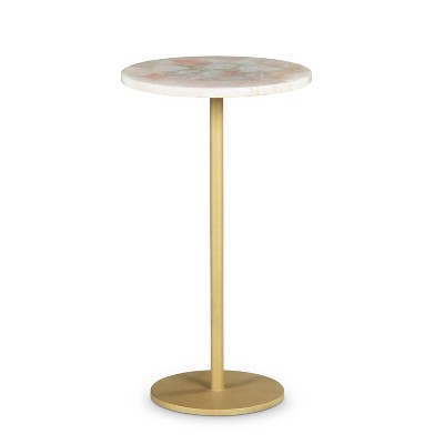 Rosie Round Chairside Table Agate - Steve Silver Co.: Iron Base, Quartz Top, No Assembly Required