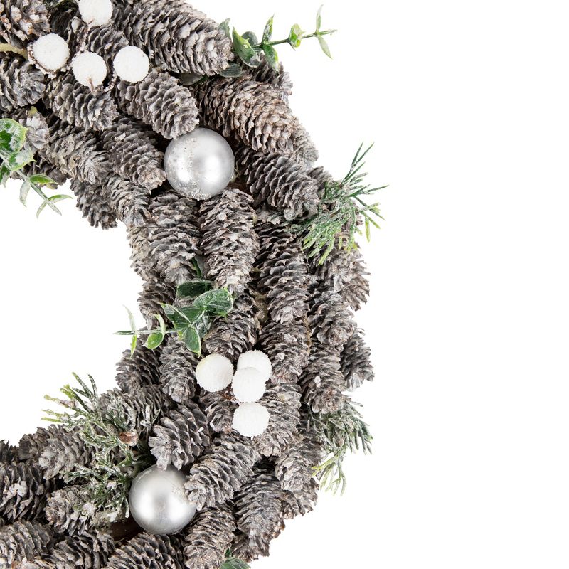 Northlight White Berry and Pinecone Foliage Christmas Ornament Wreath, 12.5-Inch, Unlit, 2 of 4