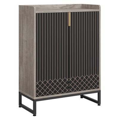 Lirago Black 5-Tier Shoe Cabinet E1 MDF Metal Frame 29.52x13.78x41.34 Holds 20 Pairs Shoes Storage Organizer