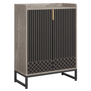 Lirago Black 5-Tier Shoe Cabinet E1 MDF Metal Frame 29.52x13.78x41.34 Holds 20 Pairs Shoes Storage Organizer - 1 of 4