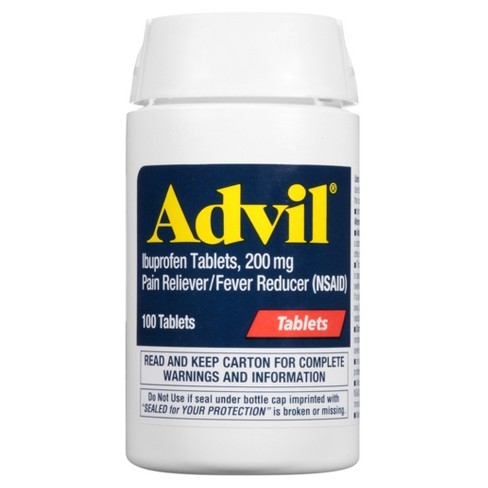 Advil Pain Reliever/Fever Reducer Tablets - Ibuprofen (NSAID) - 100ct ...