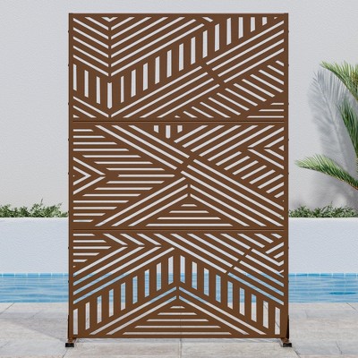 Lirago Modern Metal Outdoor Decorative Screen Patio Partition Freestanding Privacy Screen - 72"x47",Brown