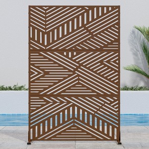 Lirago Modern Metal Outdoor Decorative Screen Patio Partition Freestanding Privacy Screen - 72"x47",Brown - 1 of 3