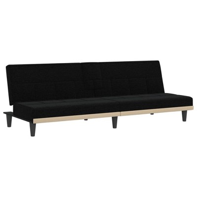 vidaXL Fabric Sofa Bed – Versatile Black Sofa with Cup Holders, Adjustable Sleeper Sofas for Guest Room, Modern Style Space-Saving Furniture