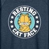 Women's - Garfield - Resting Cat Face Lightweight French Terry Wide Neck Long Sleeve Shirt - 2 of 4