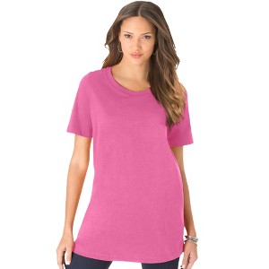 Roaman's Women's Plus Size Crewneck Tee - 1 of 2