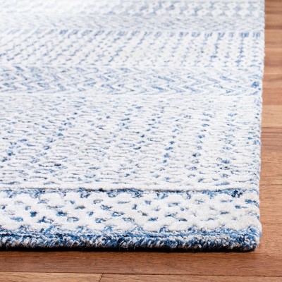 Navy and Ivory Hand-Tufted Wool Geometric Area Rug 3' x 5'