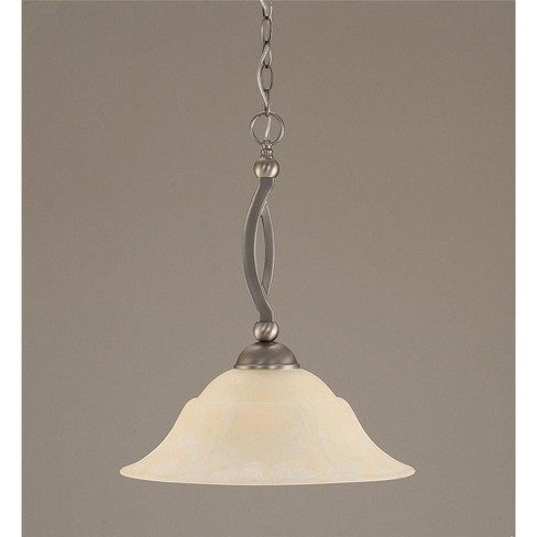 Toltec Lighting Bow 1 - Light Pendant in  Brushed Nickel with 16" Amber Marble Shade - image 1 of 1