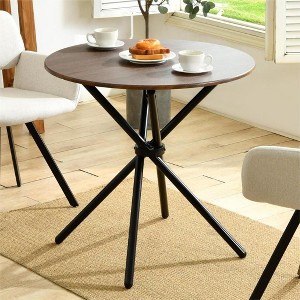 Homy Casa Round Wooden Dining Table with Cross Metal Base for Kitchen or Small Dining Room - 1 of 4