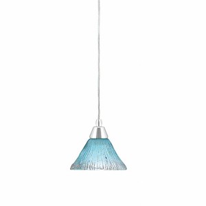 Toltec Lighting Any 1 - Light Pendant in  Chrome with 7" Teal Crystal Shade - 1 of 1