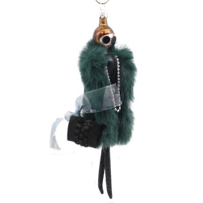 Italian Ornaments 7.0" Felicia In Faux Green Fur Ornament Italian Diva Shopping  -  Tree Ornaments