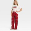 Women's Plaid Microfleece Holiday Matching Family Pajama Pants - Wondershop™ Red - 3 of 4