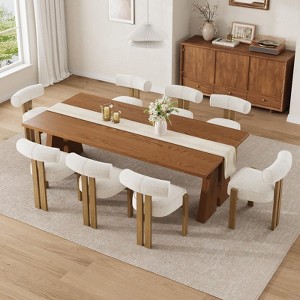 Upholstered Dining Chairs,Modern Boucle  Dining Room Chairs with  Ergonomic Curved Back , Comfortable Kitchen Chairs - 1 of 4