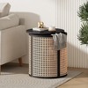 JUJABU 15.7" Round End Table, Hollow Rattan Woven Design with Rubber Wood Top, Small Nightstand or Tea Table for Living Room, Easy Assembly - 3 of 4