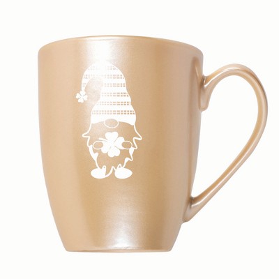 Elanze Designs Gnome With Stripes On Hat 10 ounce New Bone China Coffee Tea Cup Mug, Pearlescent Sand