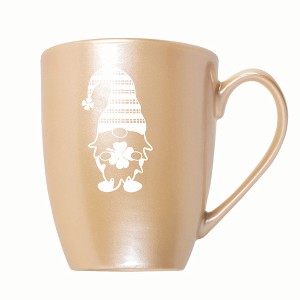 Elanze Designs Gnome With Stripes On Hat 10 ounce New Bone China Coffee Tea Cup Mug, Pearlescent Sand - 1 of 4