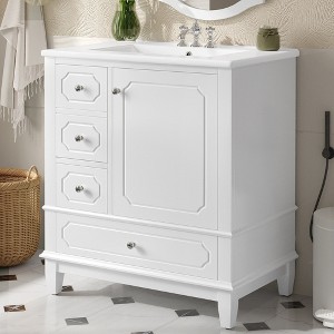 Whisen 30" Bathroom Vanity with Sink, Soft-Close Door & 3 Drawers - 1 of 4