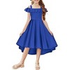 Arshiner Girls Summer Dress Off Shoulder Flutter Sleeve Midi Swing Cassual Formal Dresses with Pocket - 4 of 4
