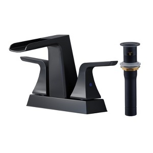 CASAINC Deck Mounted 3 Hole Double Handle Centerset Bathroom Sink Faucet with Pop-Up Drain - 1 of 3