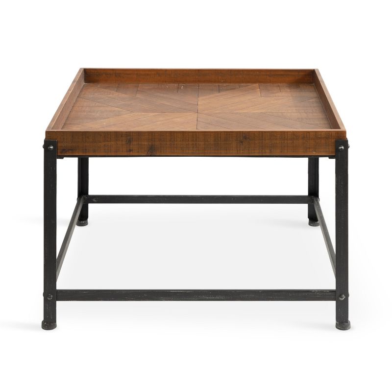 Kate and Laurel Marsh Square Wood Coffee Table, 27x27x18, Rustic Brown and Black, 5 of 10