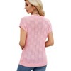Women's Checkered Knit Round Neck Short Sleeve Top Lightweight and Stylish Summer Sweater T-Shirt - 2 of 4