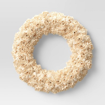 21" Artificial Shola Wreath White - Threshold™