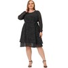 Agnes Orinda Women's Plus Size Chiffon Polka Dots Tie Waist Long Sleeve A Line Dresses - 3 of 4