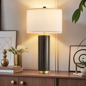 GTCLIGHTING Table Lamp for Bedroom,28.5" Modern Bedside Lamps with Fabric Shade for Farmhouse Office End Table,Rotary Switch - 1 of 4