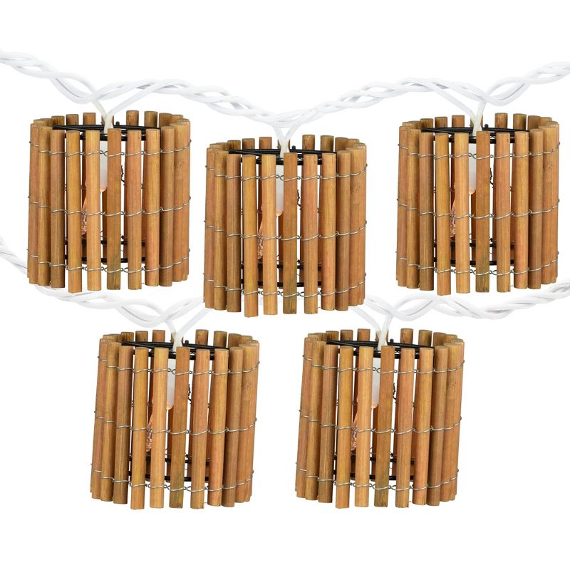 Northlight 10-Count Brown Tropical Bamboo Outdoor Patio String Light Set, 7.25ft White Wire, 1 of 7