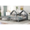 Double Twin Size Platform Bed with House-shaped Headboard and a Built-in Nightstand - 4 of 4