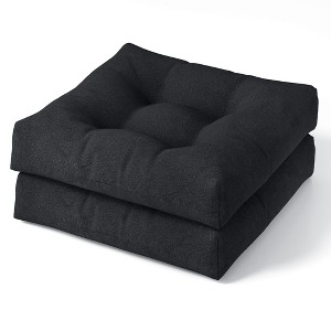 Tangkula Set of 2 Tufted Patio Cushions 4" Outdoor Seat Cushions Waterproof & High Elasticity Square Chair Cushions Black - 1 of 4