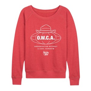 Women's - Disney - Owca Lightweight French Terry Wide Neck Long Sleeve Graphic Shirt - 1 of 3