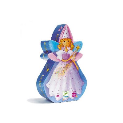 Djeco The Fairy and The Unicorn Silhouette Puzzle, 24 Pieces, 16 x 12 inches, Ages 3 and Up