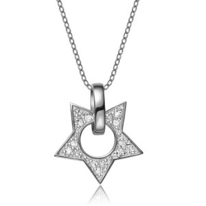 Guili Sterling Silver Cubic Zirconia Open Star Necklace - 1 of 2