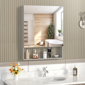 Racxily Medicine Cabinet with Mirror, Wall Mounted Bathroom Storage with Adjustable Shelves & Aluminum Frame - 1 of 4