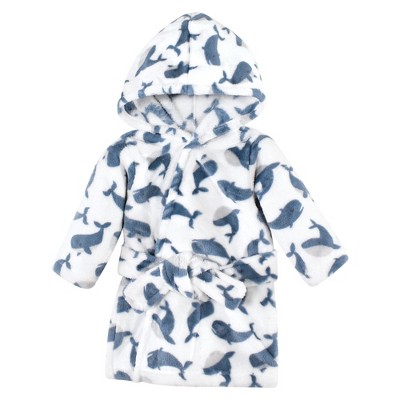 Hudson Baby Infant Boy Plush Animal Face Bathrobe, Whale, 0-9 Months
