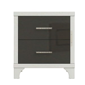 VYNXARIA Sleek Black High Gloss Nightstand with Mirrored Finish and Metal Handles - 2-Drawer Elegance for Bedroom & Living Room - 1 of 4