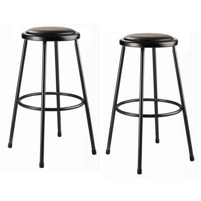 Set of 2 30" Heavy Duty Vinyl Padded Steel Accent Stools Black - National Public Seating