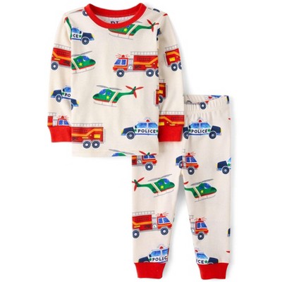 The Children's Place Toddler Boys Long Sleeve Rescue Vehicle Snug Fit Cotton Pajamas