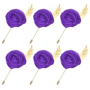 Unique Bargains Wedding Rose Men Suit Boutonnieres Lapel Pins 6 Pcs - 1 of 4