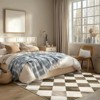 Modern Diamond Grid Beige Area Rug, Low Pile Washable Non-Slip Polyester Mat for Bedroom & Living Room - 3 of 4