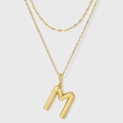 14K Gold Dipped Cubic Zirconia Duo Initial Multi-Strand Necklace - A New Day™ Gold