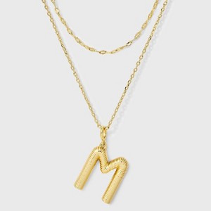 14K Gold Dipped Cubic Zirconia Duo Initial Multi-Strand Necklace - A New Day™ Gold - 1 of 4