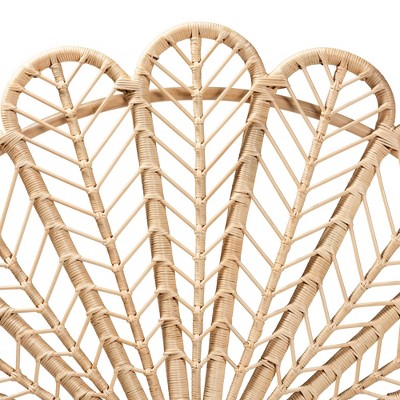 Natural Brown Rattan Queen Size Peacock Design Headboard
