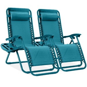 Best Choice Products Set of 2 Zero Gravity Lounge Chair Recliners for Patio, Pool w/ Cup Holder Tray - 1 of 4