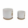 Sagebrook Home 2pc Funky Face Ceramic Planter Pots with Saucers: Weather-Resistant, Hand-Painted - 3 of 4