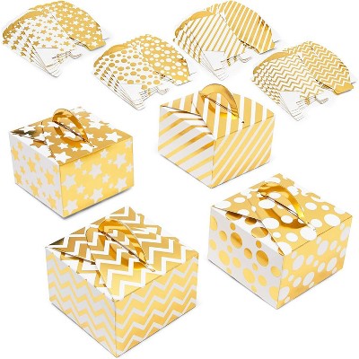 Bright Creations Gold Foil Paper Gift Boxes 3.5" x 3.5" x 3.4" for Wedding and Party, 24 Pack