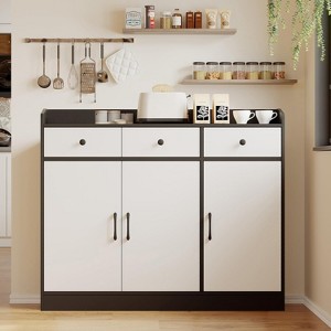 42.5" Modern Wood Buffet Cabinet w/ Adjustable Shelves - Hybrid Kitchen Storage & Beverage Station for Dining Room, Living Room & Entry - 1 of 4